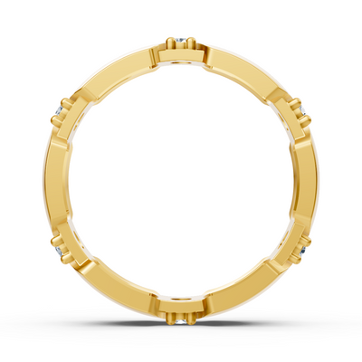 Yellow gold ring with 6 round cut lab diamonds