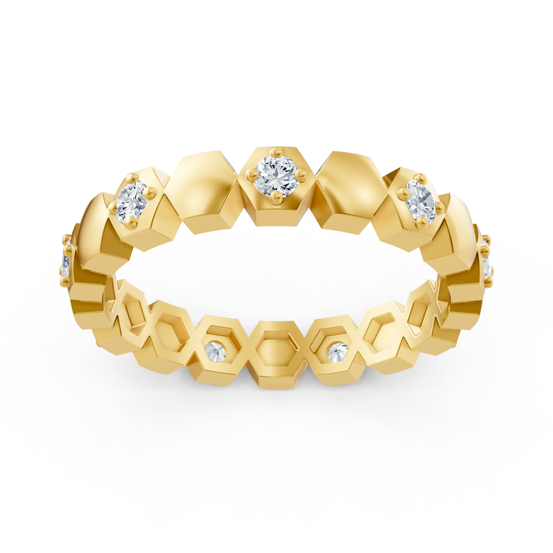 Ring mit Diamant & Diamanten in 14K Gelbgold | Rosy – hochwertiger Schmuck von Rosy Lab Diamonds