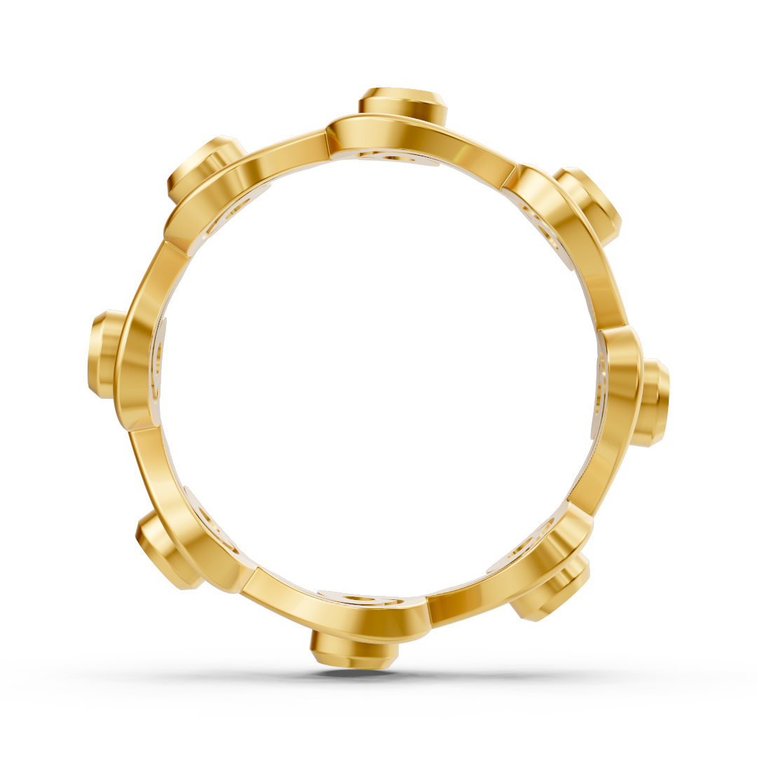 Bague en or jaune 14K, avec 9 diamants de laboratoire dans un sertissage clos