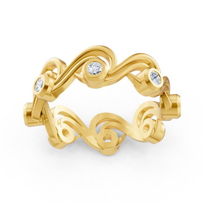 Bague en or jaune 14K, avec 9 diamants de laboratoire dans un sertissage clos