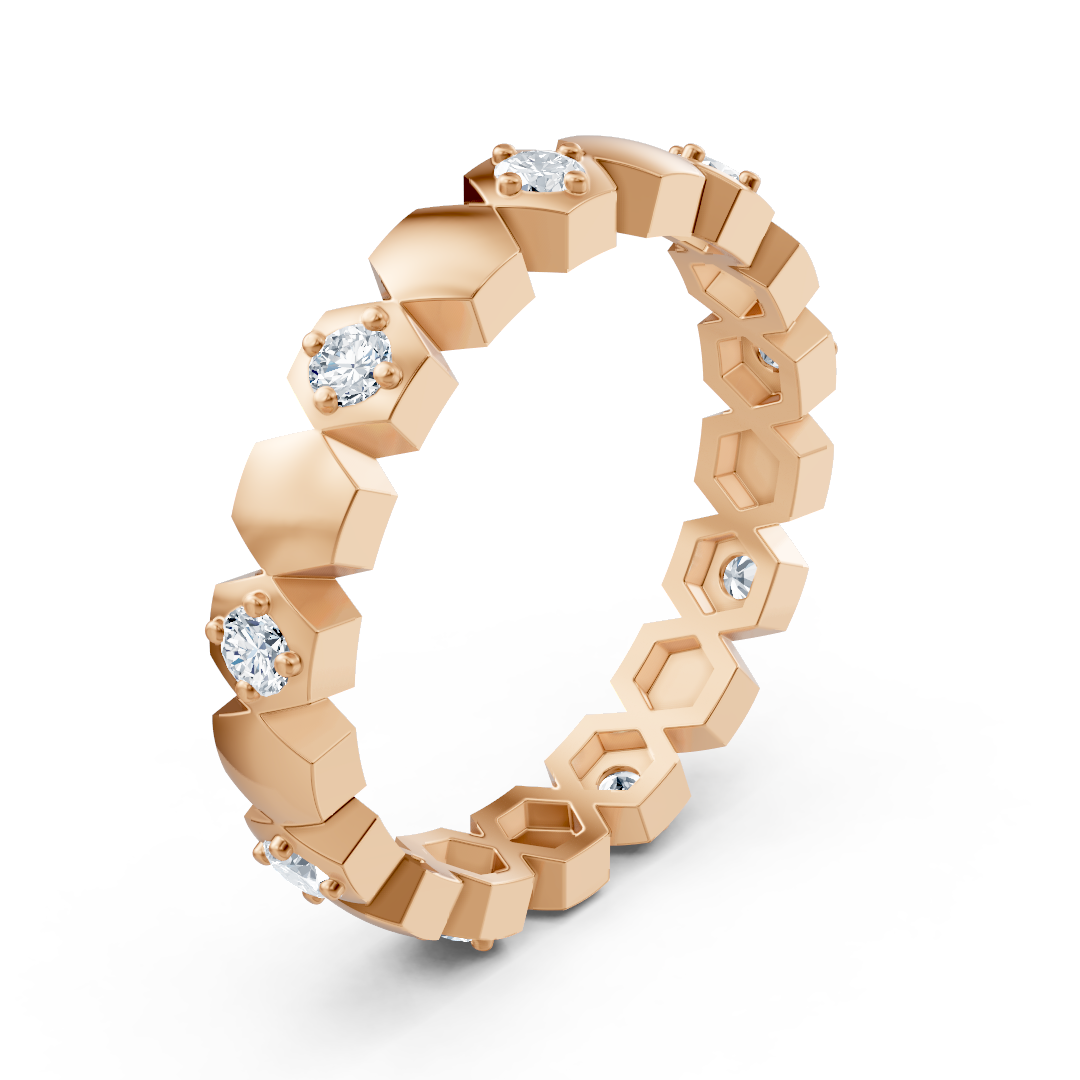 Birgie Diamond Ring Rose Gold 14K - Hexagon Design - high-quality Jewelry from Rosy Lab Diamonds