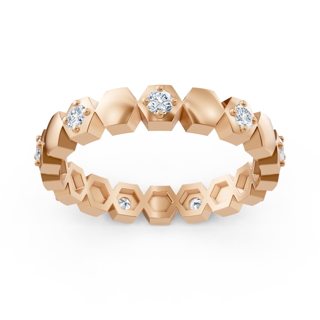 Birgie Diamond Ring Rose Gold 14K - Hexagon Design - high-quality Jewelry from Rosy Lab Diamonds