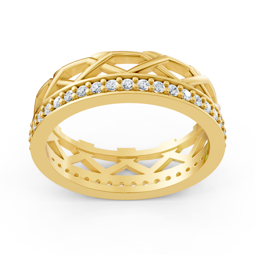 خاتم ألماس حصري من ذهب أصفر عيار 14 قيراطًا بألماسات مستديرة - مجوهرات فاخرة من Rosy Lab Diamonds