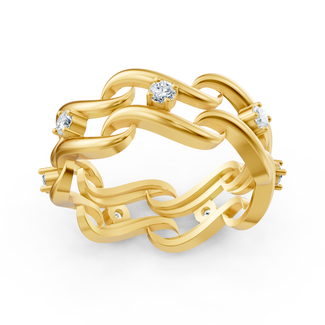 خاتم ألماس حصري من الذهب الأصفر عيار 14 قيراطًا بقطع دائري برّاق - مجوهرات فاخرة من Rosy Lab Diamonds