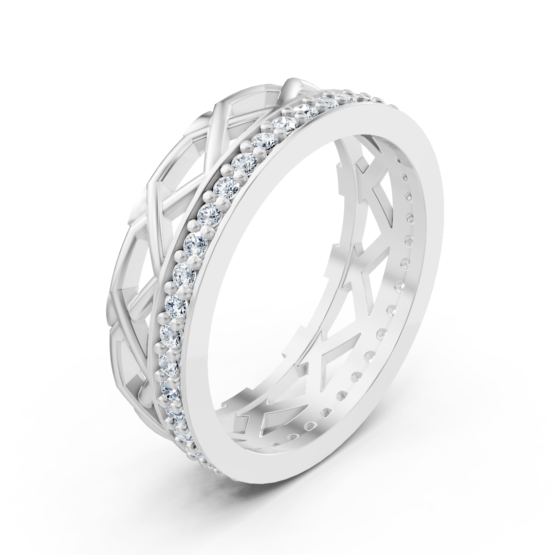 Ring mit Diamant & Diamanten in 14K Weißgold | Rosy – hochwertiger Schmuck von Rosy Lab Diamonds