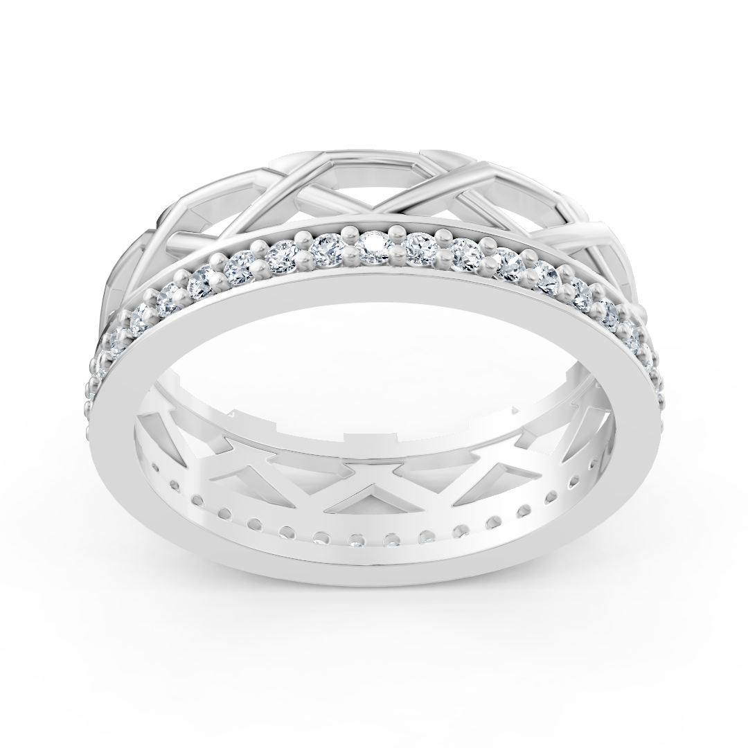 Bague exclusive en diamant en or blanc 14 carats avec diamants ronds