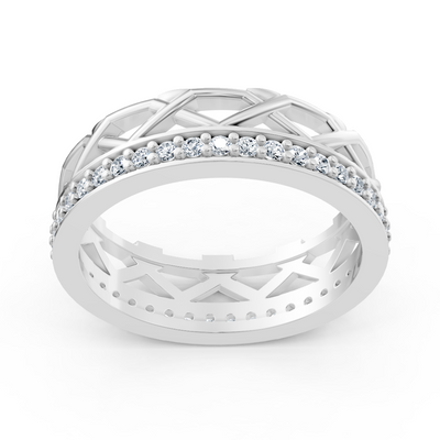 Bague exclusive en diamant en or blanc 14 carats avec diamants ronds