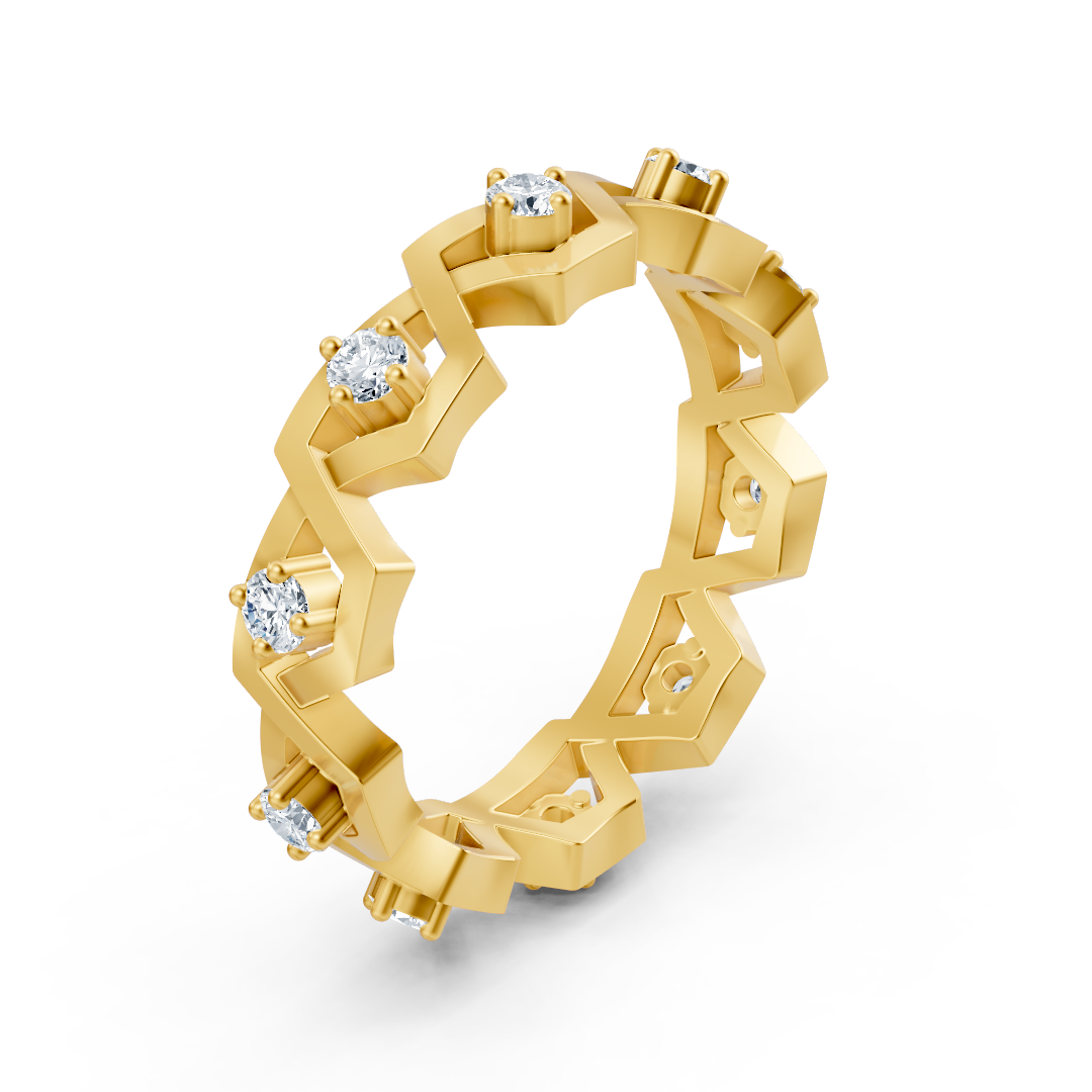 14K yellow gold ring with 35 lab-grown diamonds in a prong setting – high-quality Jewelry from Rosy Lab Diamonds
