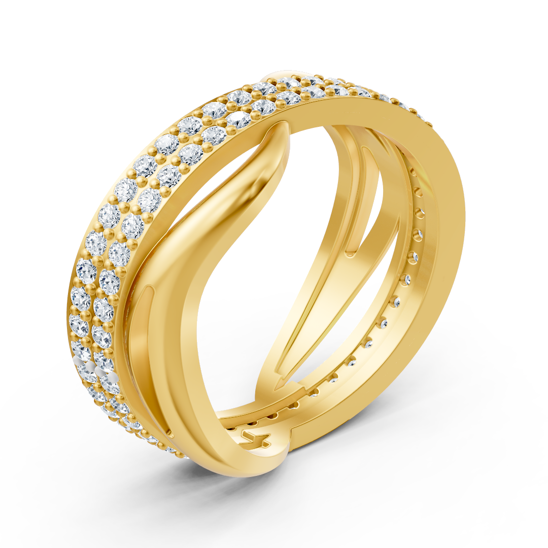 Schwungvoller Gelbgoldring mit 90 runden Labor-Diamanten - hochwertiger Schmuck von Rosy Lab Diamonds