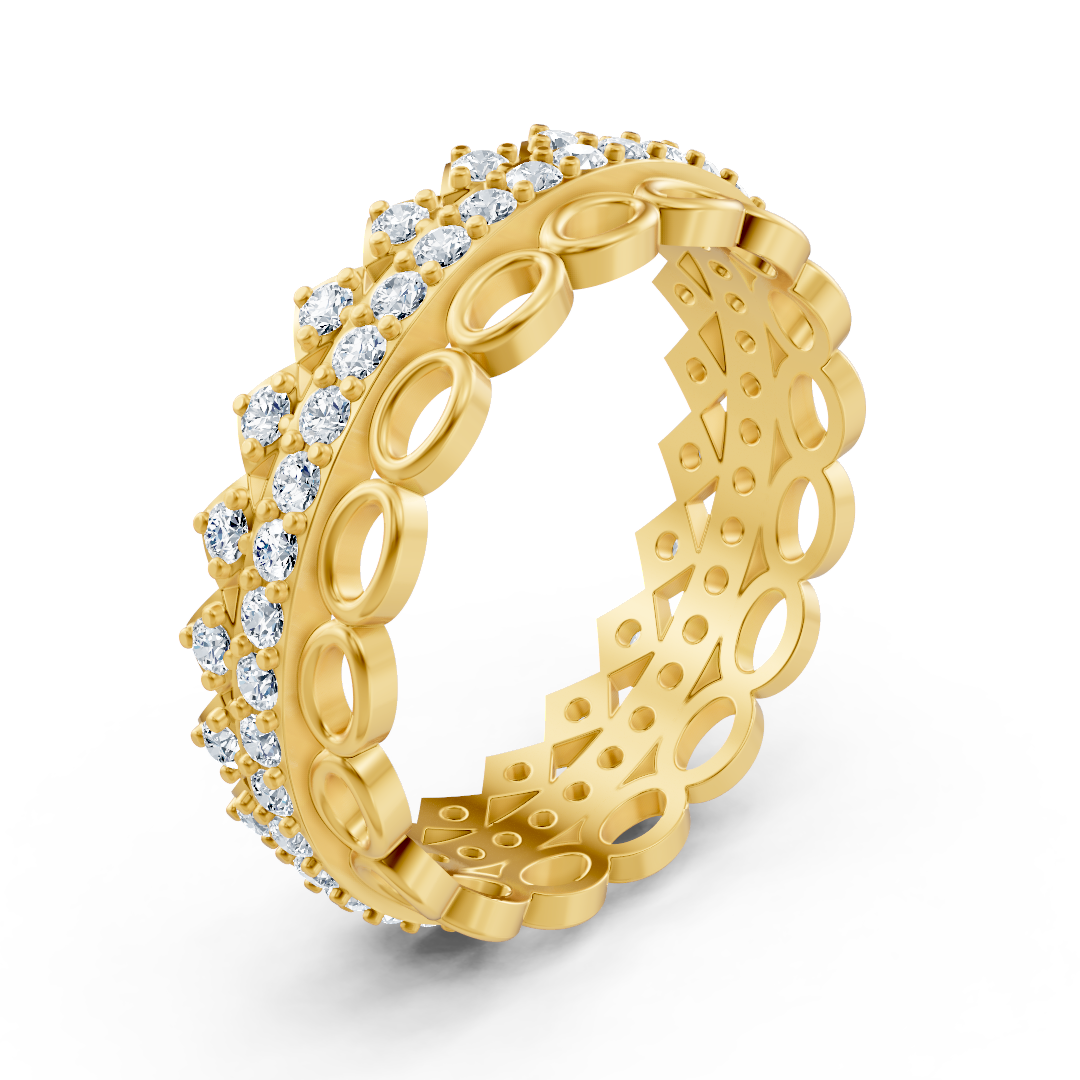 خاتم من الذهب الأصفر بتصميم دائري و59 ماسة مختبرية - مجوهرات فاخرة من Rosy Lab Diamonds