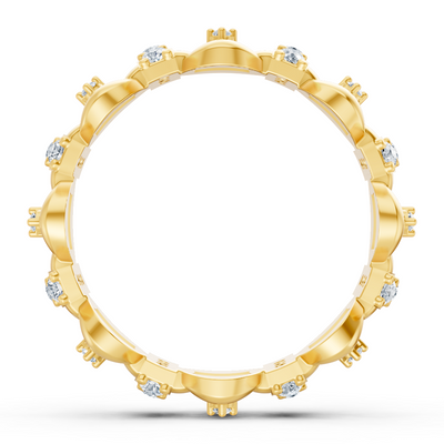 Bague en or jaune avec design moderne et diamants cultivés en laboratoire