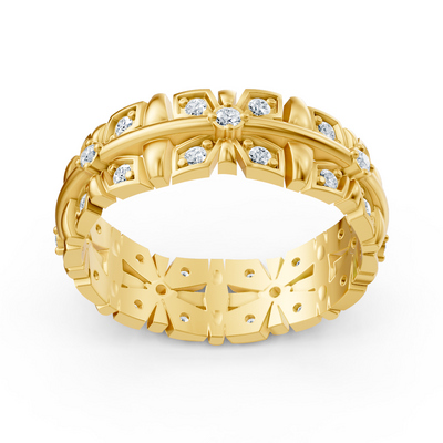 Floraler Diamant-Ring in Gelbgold – 0,378 Karat