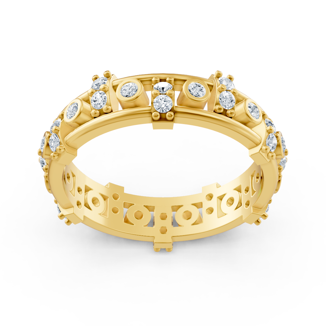 Diamond ring with bezel and prong setting in yellow gold – 0.552 carat