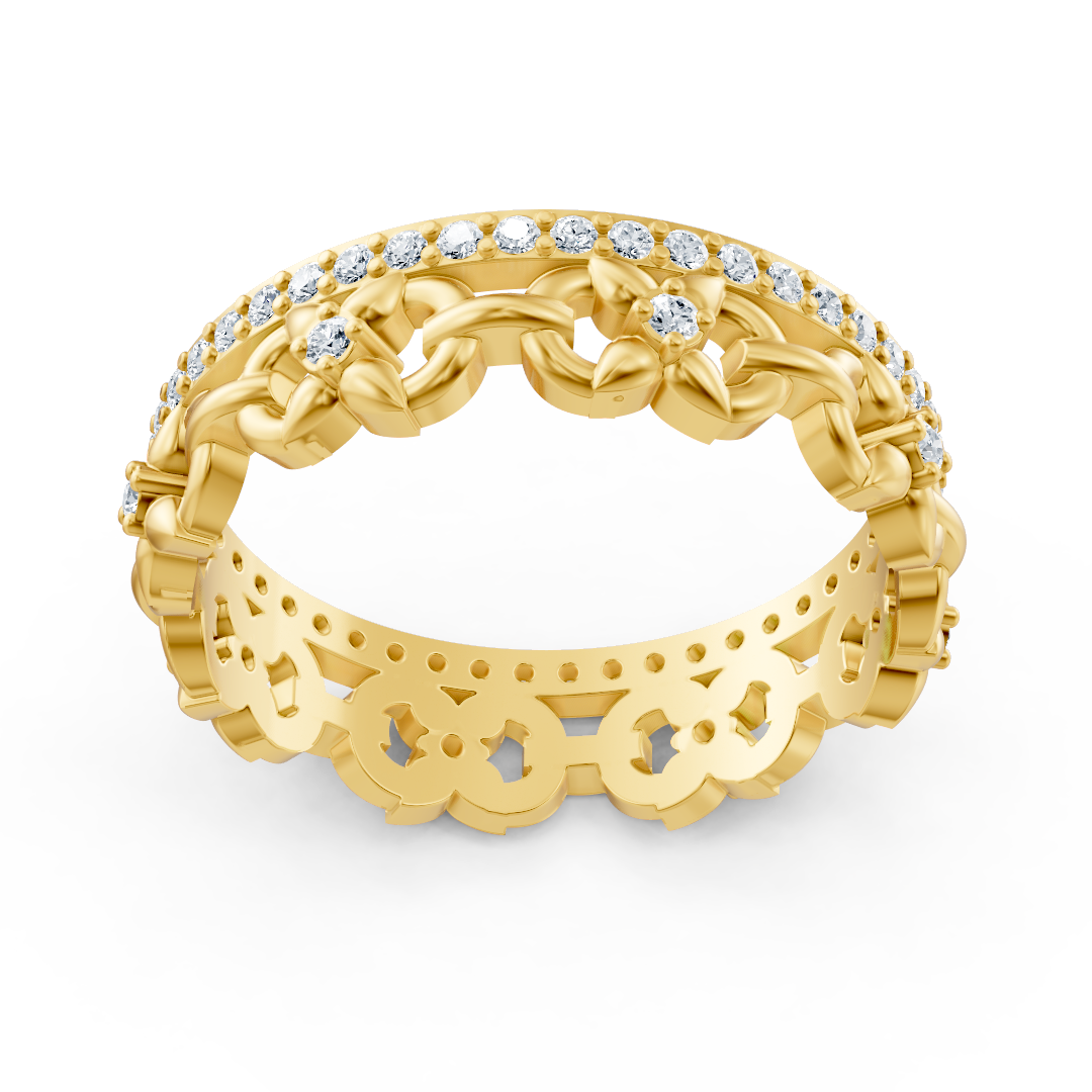 Geflochtener Diamant-Ring in Gelbgold - 0,508 Karat - hochwertiger Schmuck von Rosy Lab Diamonds