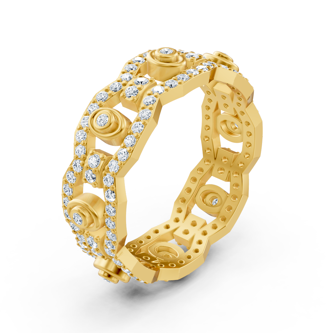 Funkelnder Diamant-Ring in Gelbgold mit dreifacher Fassung - 0,83 Karat - hochwertiger Schmuck von Rosy Lab Diamonds