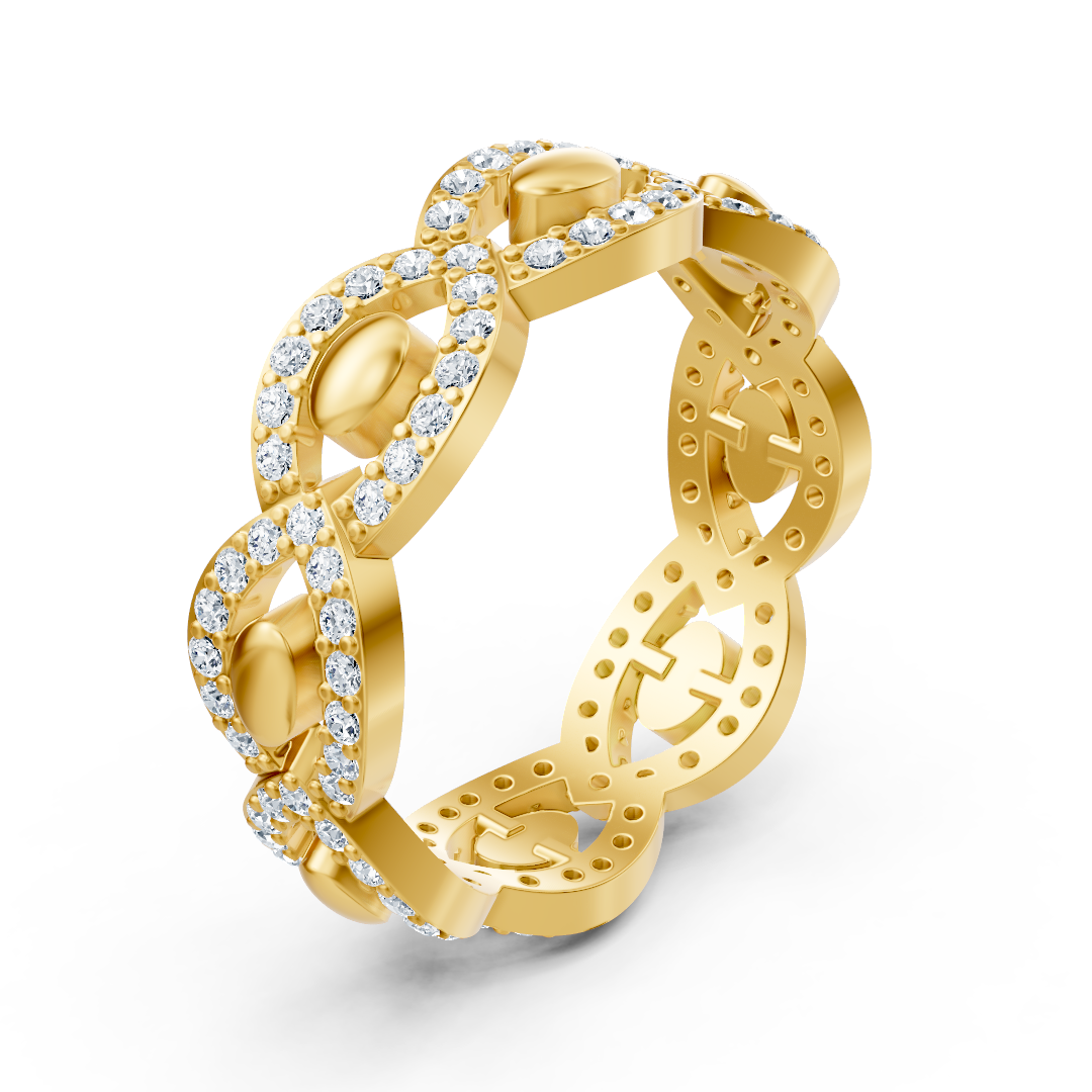 Yellow Gold ring with 104 lab-grown diamonds in an elegant design – 0.624 carats – high-quality Jewelry from Rosy Lab Diamonds