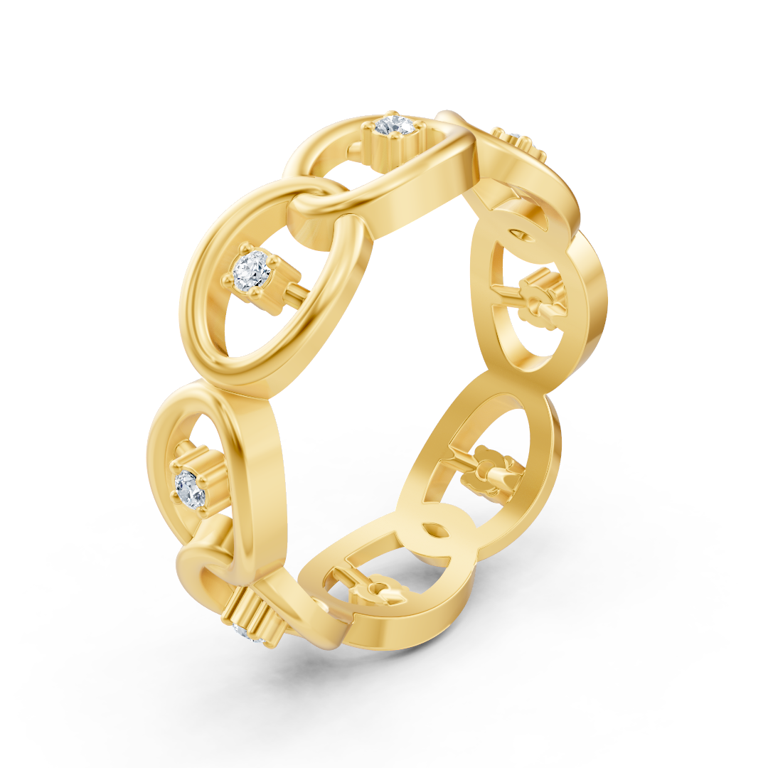 Gelbgoldener Ring aus 14K mit 8 Labordiamanten - hochwertiger Schmuck von Rosy Lab Diamonds