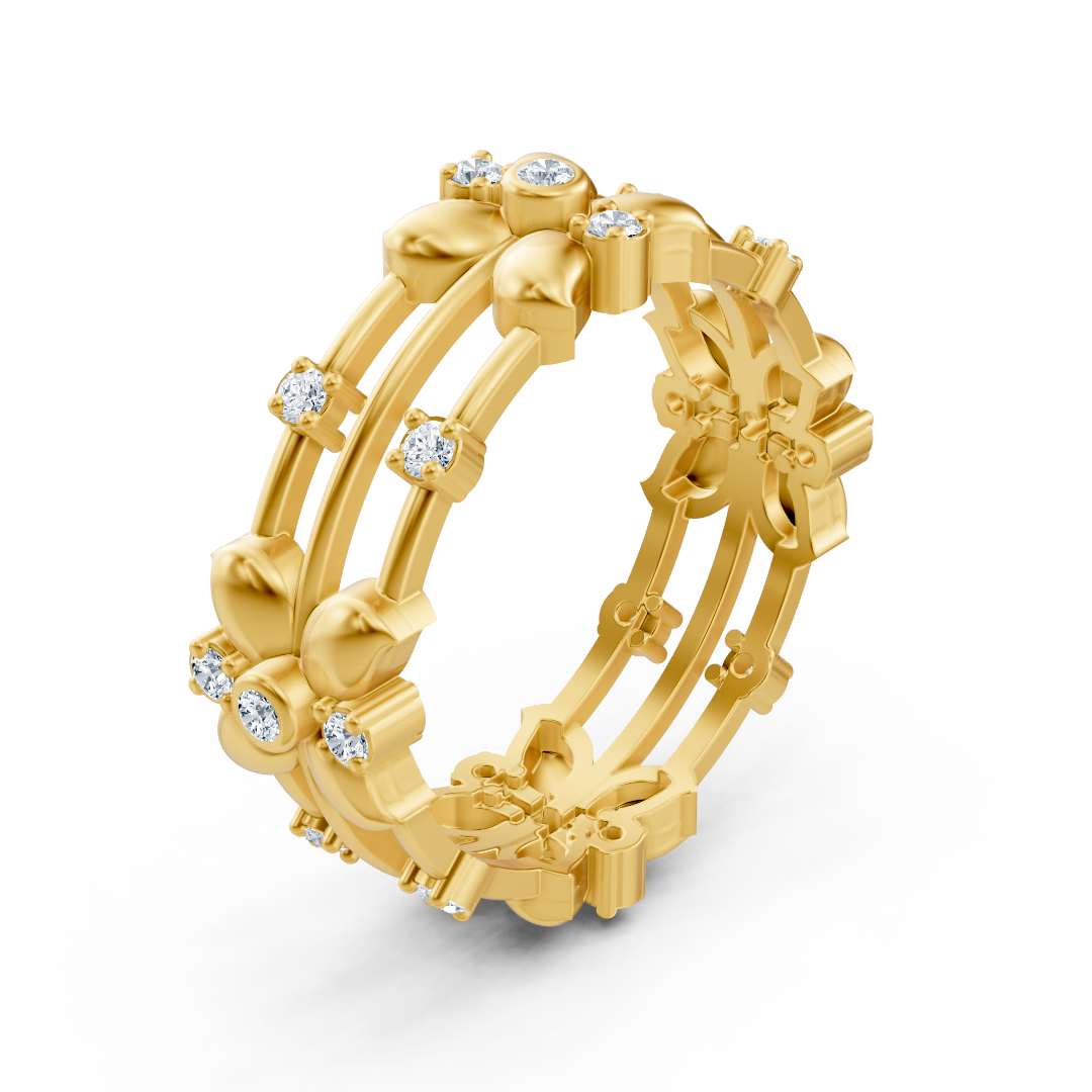 Bague à motif floral en or jaune avec diamants de laboratoire - bijoux haut de gamme de Rosy Lab Diamonds
