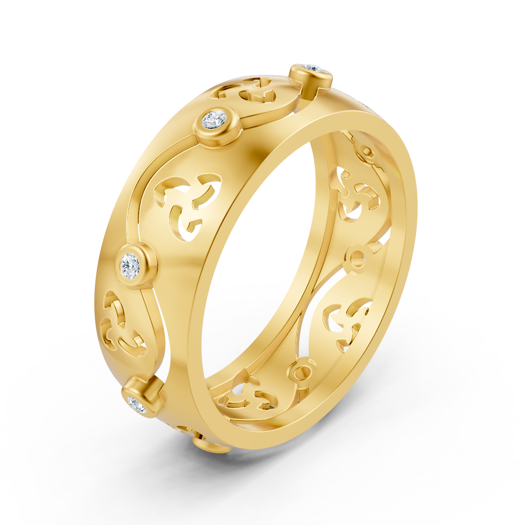 Vine-design ring with lab-grown diamonds in Yellow Gold—high-quality Jewelry from Rosy Lab Diamonds