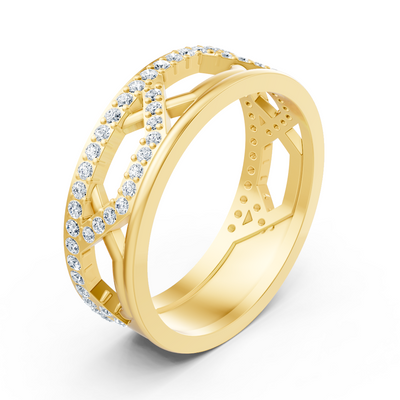 Yellow gold statement ring with lab diamonds