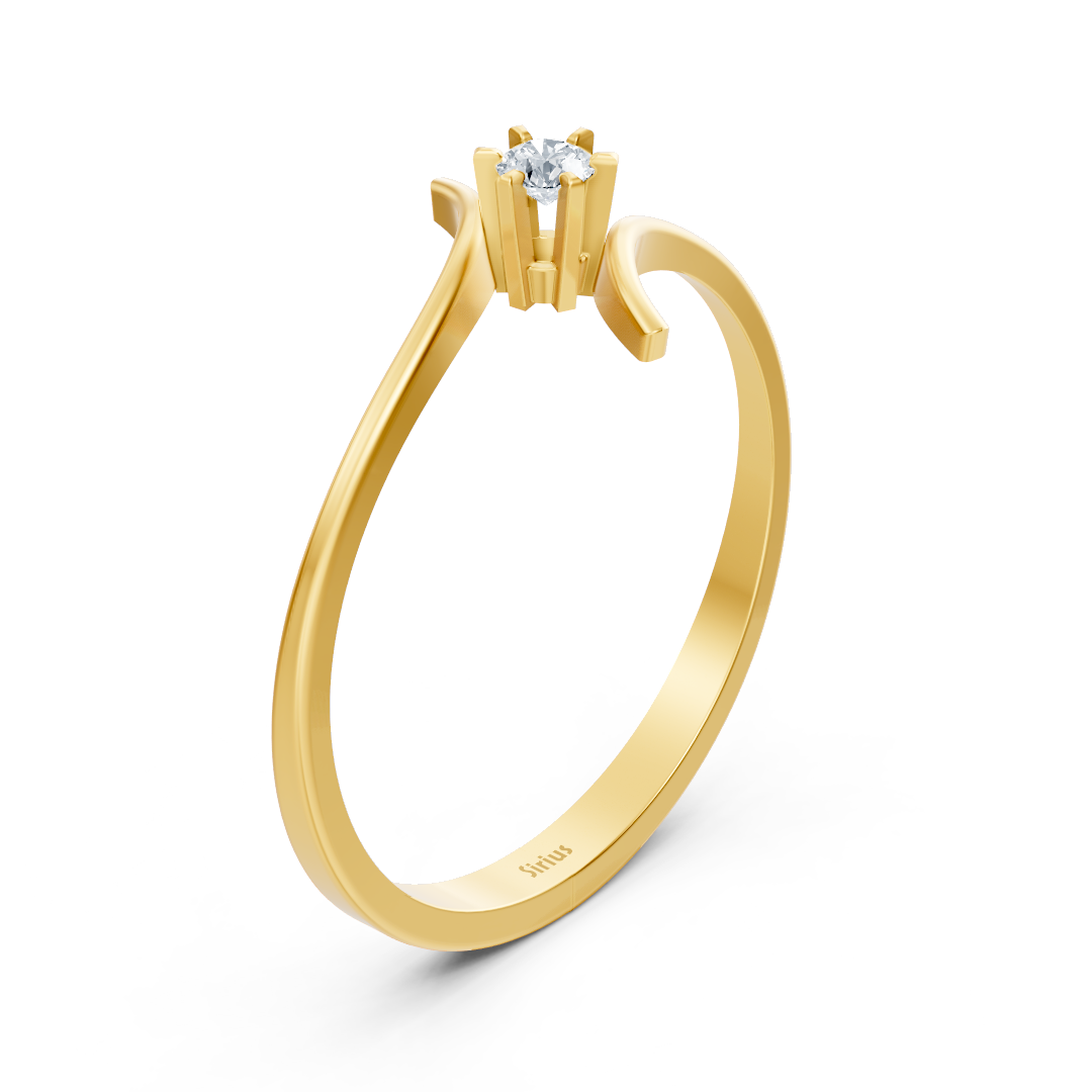 Bague solitaire raffinée en Or Jaune avec diamant rond – 0,05 ct – Bijoux haut de gamme de Rosy Lab Diamonds