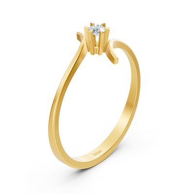 Fine solitaire ring made of yellow gold with round diamond – 0.05 ct