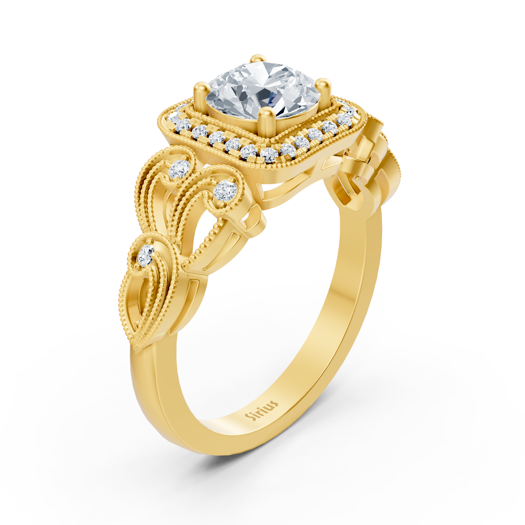 Verschnörkelter Diamantring aus Gelbgold mit Topas – 14K Schmuckstück