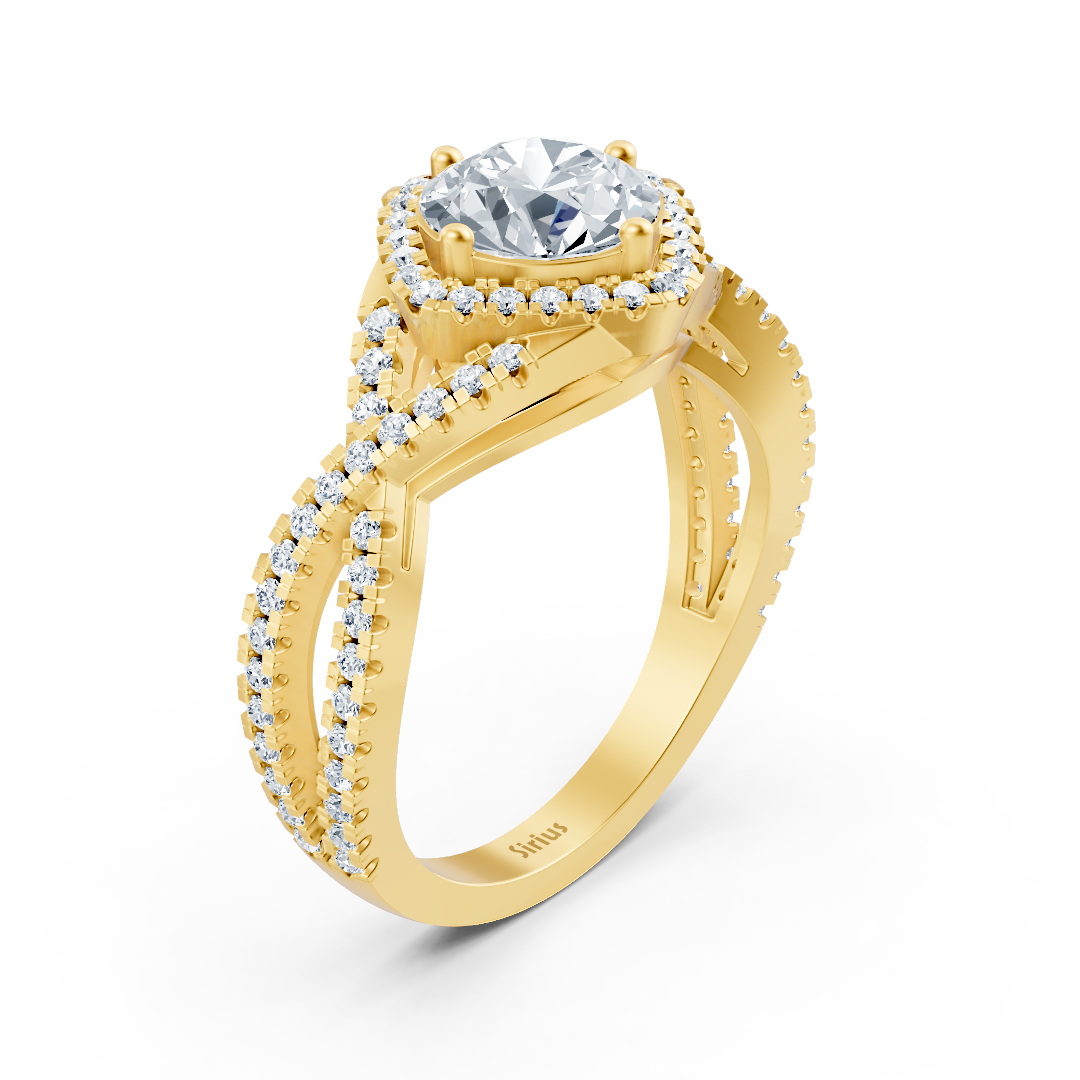 Elegant yellow gold ring with white topaz and diamonds – high-quality Jewelry by Rosy Lab Diamonds