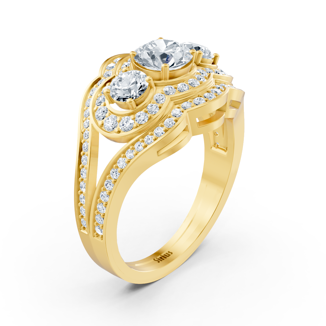 Opulenter Gelbgoldring mit strahlenden Diamanten