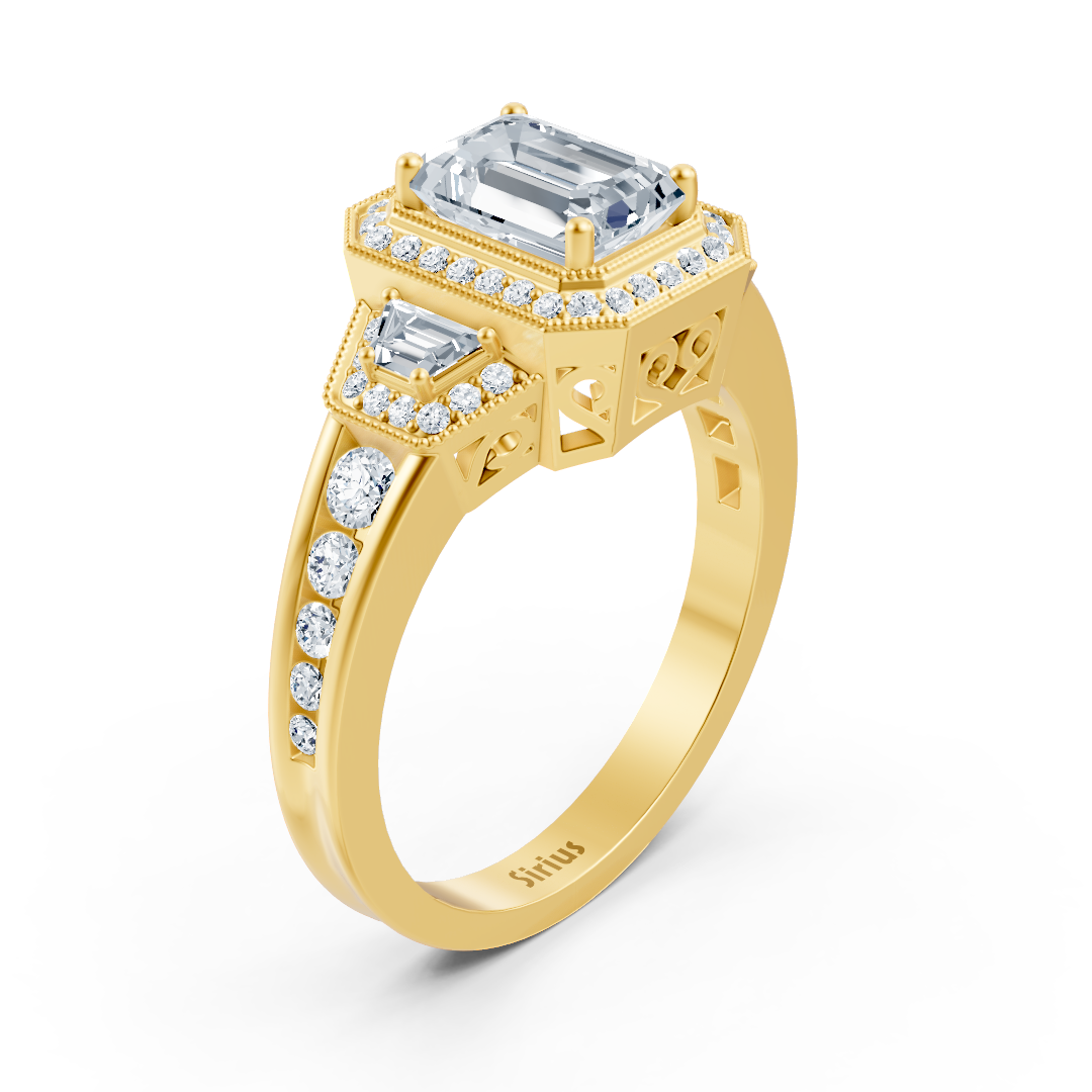 Ring mit Diamant & Labordiamanten in 14K Gelbgold | Rosy – hochwertiger Schmuck von Rosy Lab Diamonds