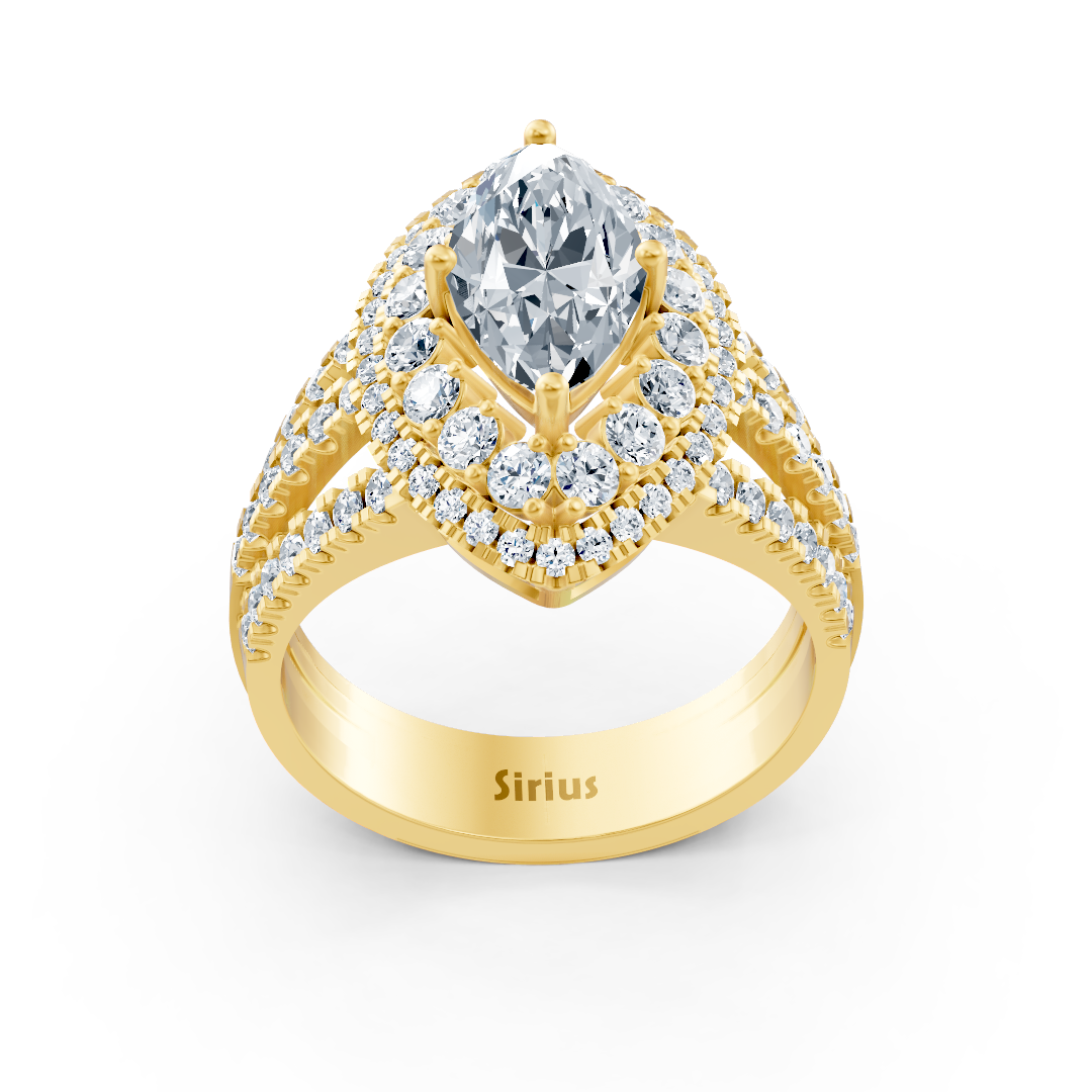 Bague éclatante en or jaune avec topaze blanche taille marquise et diamants – des Bijoux haut de gamme de Rosy Lab Diamonds
