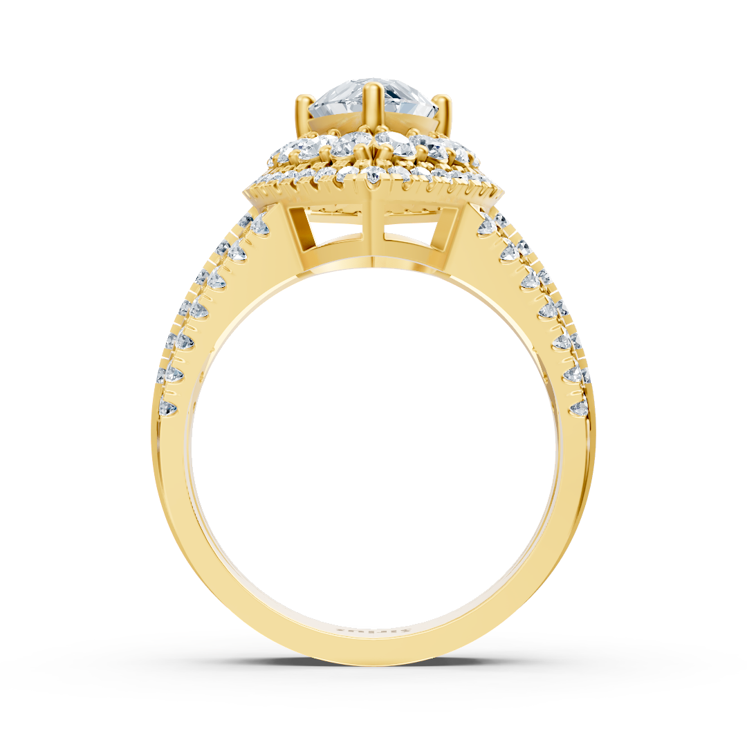 Bague éclatante en or jaune avec topaze blanche taille marquise et diamants – des Bijoux haut de gamme de Rosy Lab Diamonds