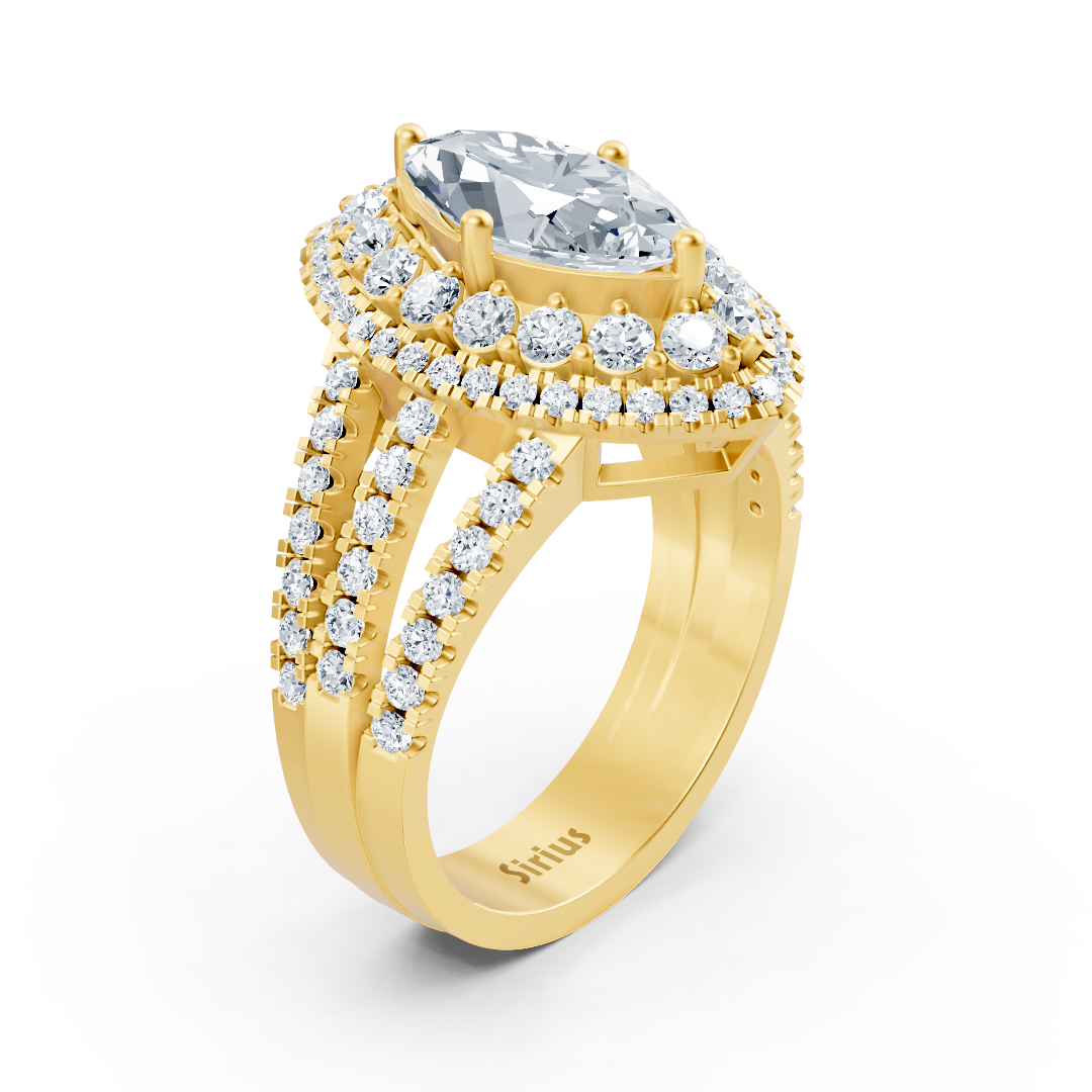 Bague éclatante en or jaune avec topaze blanche taille marquise et diamants – des Bijoux haut de gamme de Rosy Lab Diamonds