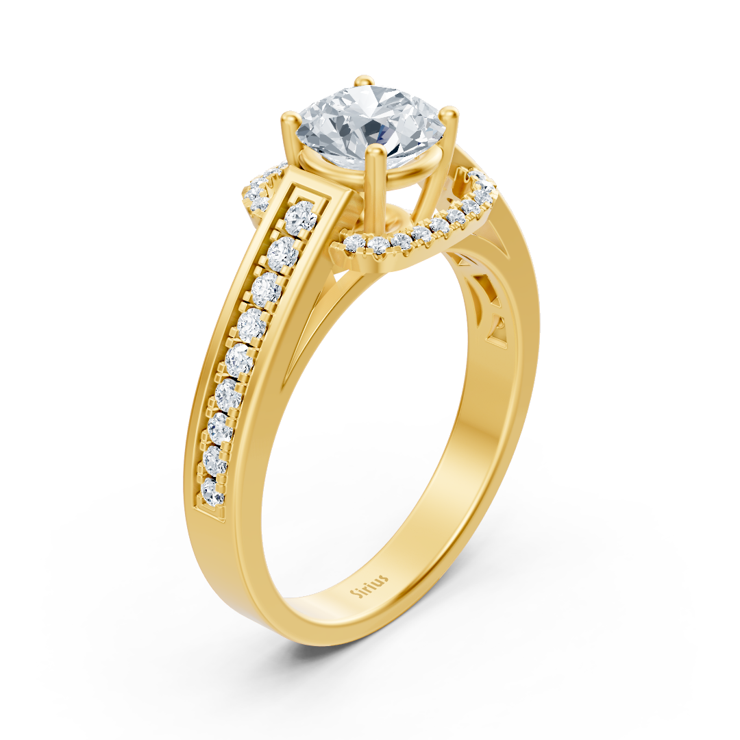 Gelbgold-Ring mit Weißtopas und laborgezüchteten Diamanten - hochwertiger Schmuck von Rosy Lab Diamonds