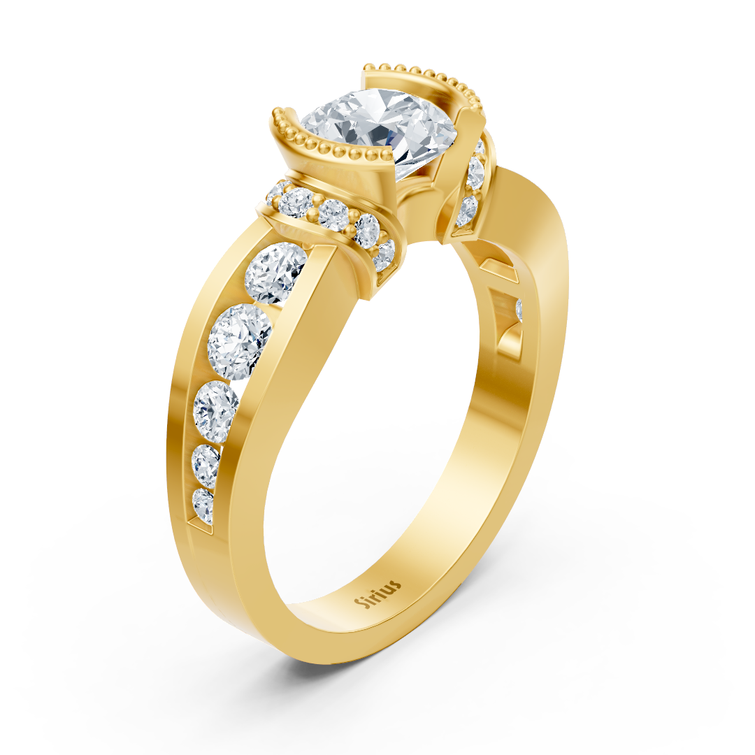 Bague en Or Jaune avec topaze blanche et diamants de laboratoire dégradés – Bijoux haut de gamme de Rosy Lab Diamonds