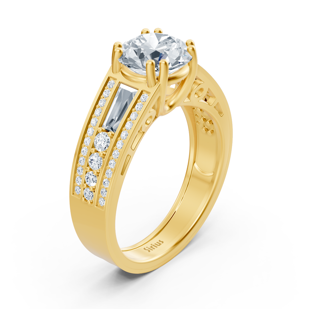Gelbgold-Ring mit Baguette-Topas & 2,50 ct. Labor-Diamanten - hochwertiger Schmuck von Rosy Lab Diamonds