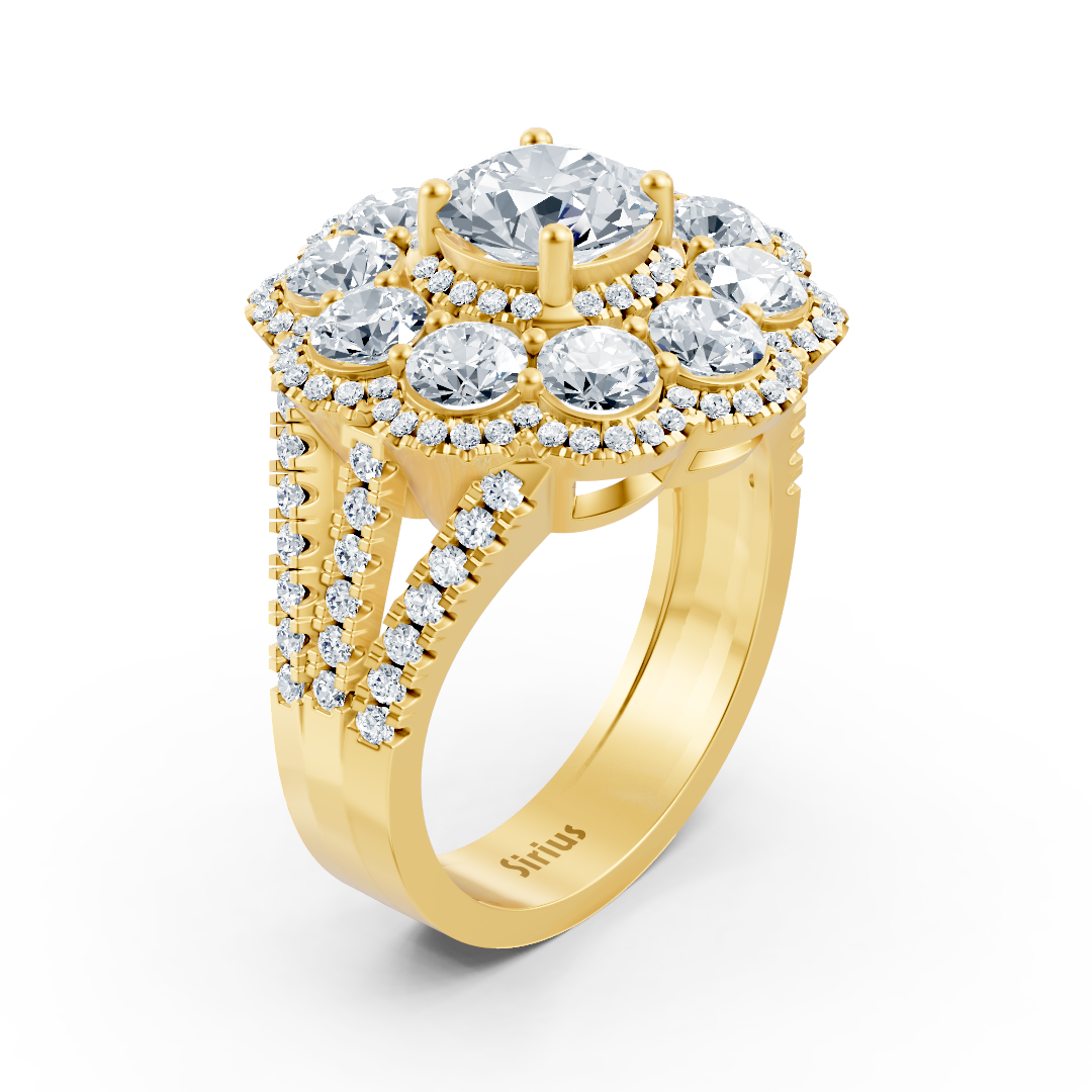 4,50 ct laboratuvar pırlantalı ve beyaz topazlı Sarı Altın kokteyl yüzük - Rosy Lab Diamonds’tan yüksek kaliteli Mücevher