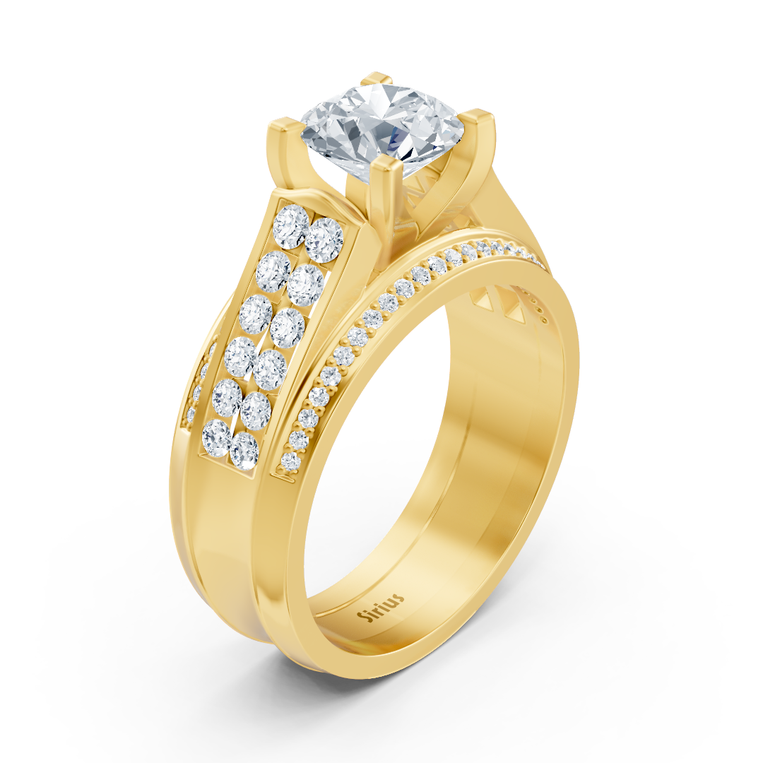 Bague en or jaune avec 1,50 ct de diamants de laboratoire au design intemporel – des Bijoux haut de gamme de Rosy Lab Diamonds