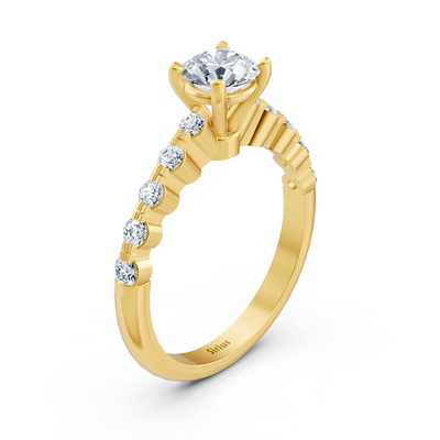 Halbe Eternity & Solitaire Bague Diamant Or Jaune