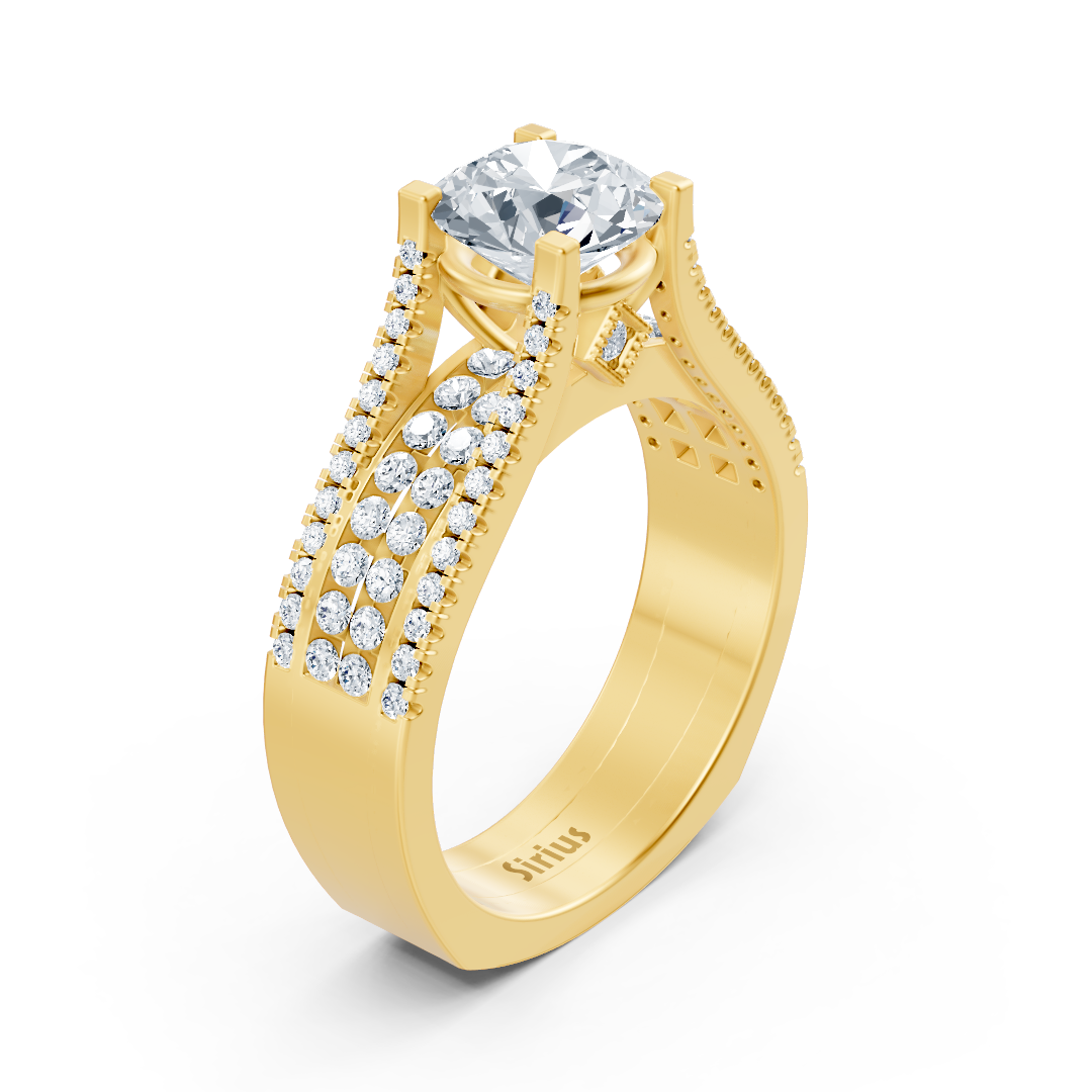 Bague statement avec Diamant et topaze blanche - Or Jaune - Bijoux haut de gamme de Rosy Lab Diamonds