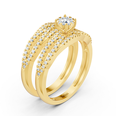 Bague multiple en diamant scintillant – or jaune