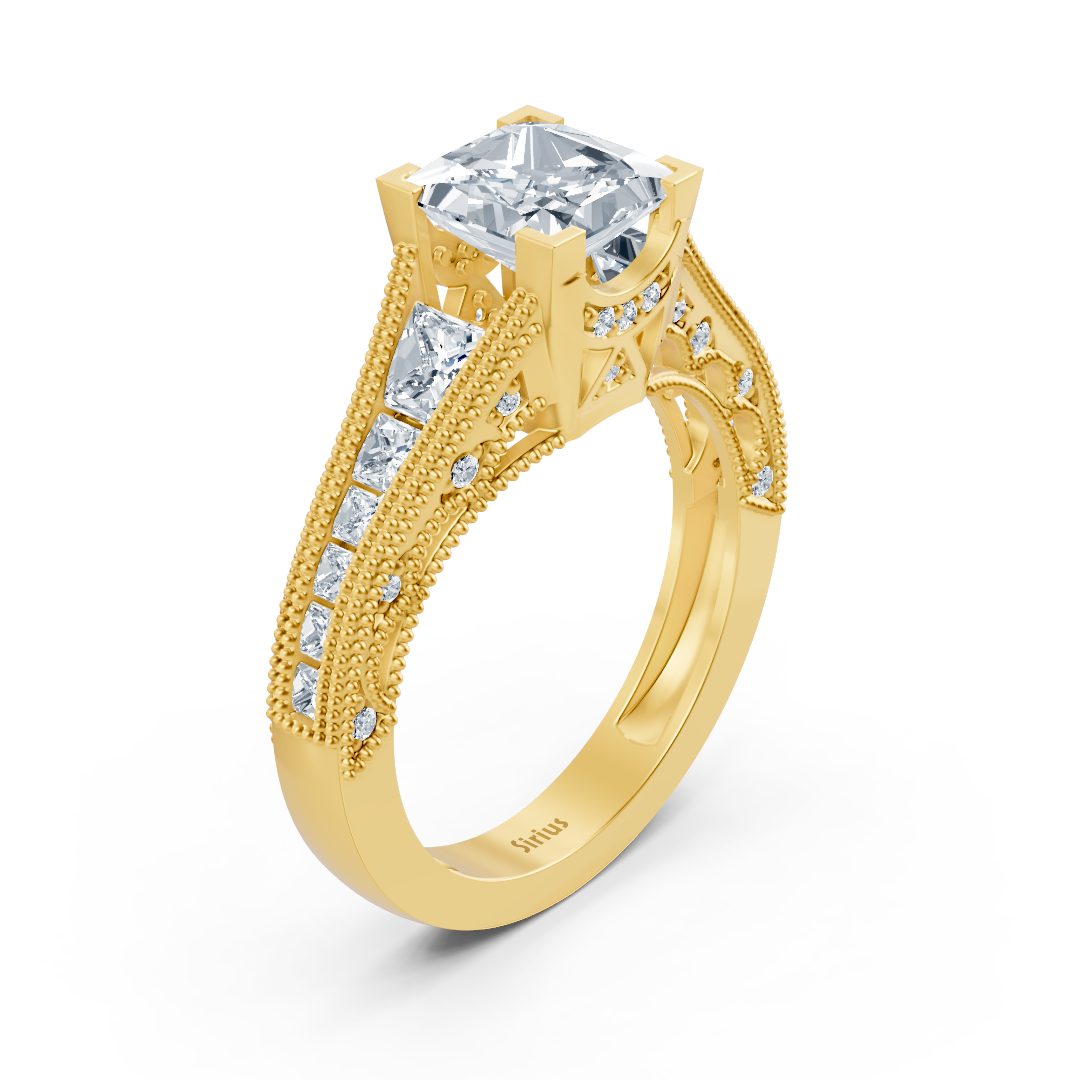 Opulent yellow gold ring with lab-grown diamonds & white Topaz - high-quality Jewelry from Rosy Lab Diamonds