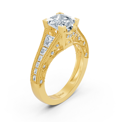 Opulenter Gelbgoldring mit labordiamanten & weißem Topas