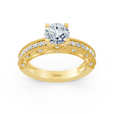 14k yellow gold round cut diamond ring