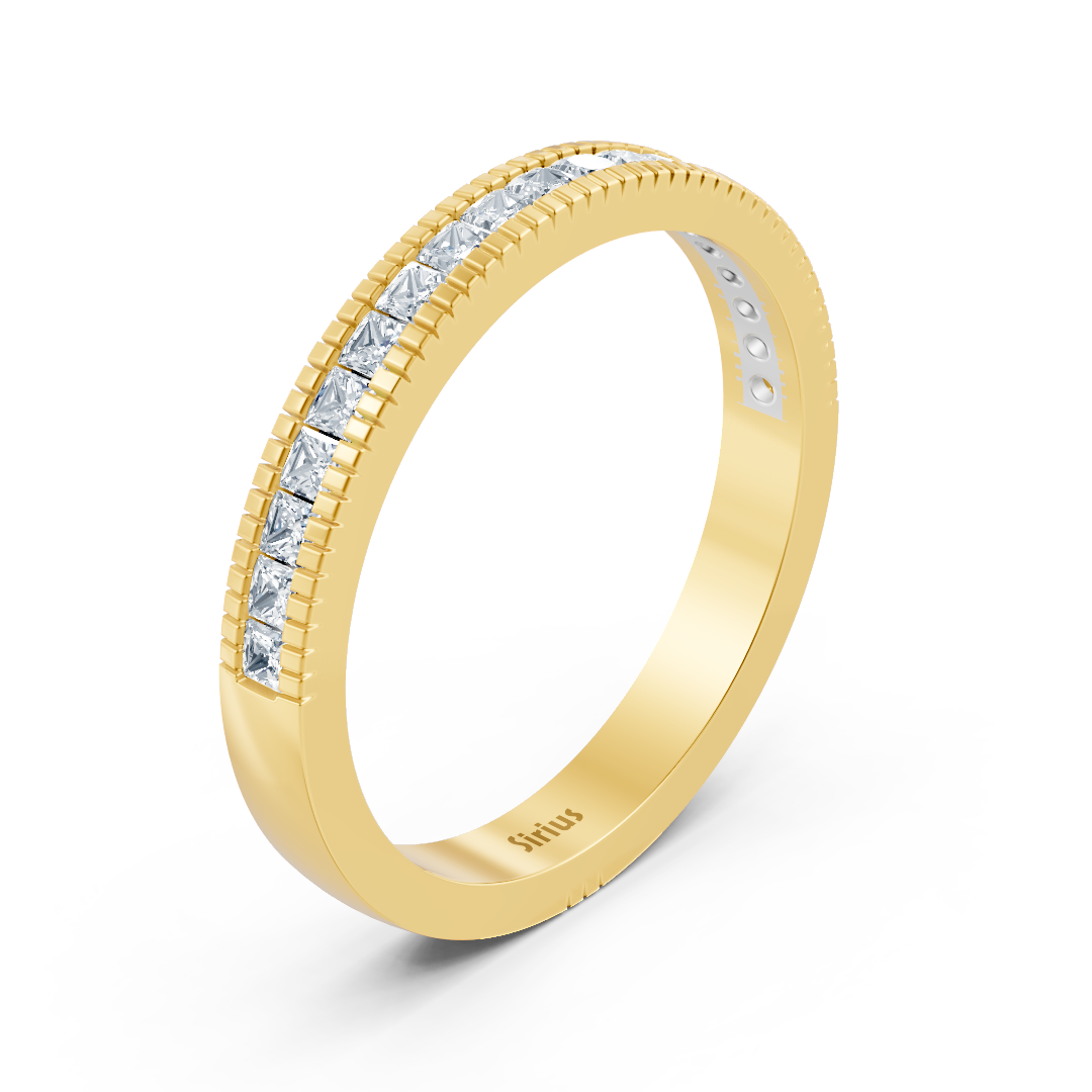 Modern yellow gold ring with square lab-grown diamonds - high-quality Jewelry from Rosy Lab Diamonds