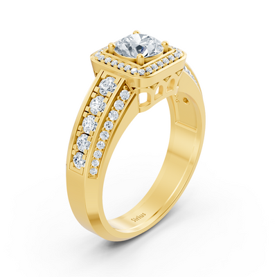 Classic yellow gold ring with lab-grown diamonds