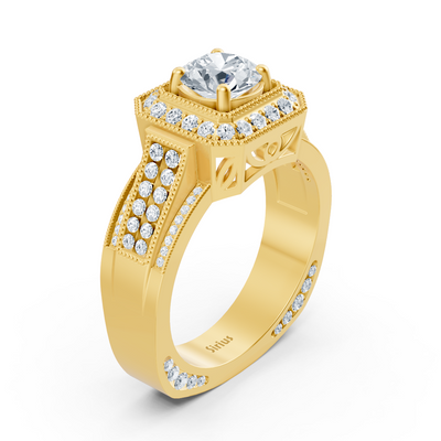 Statement-Herrenring mit labordiamanten in Gelbgold