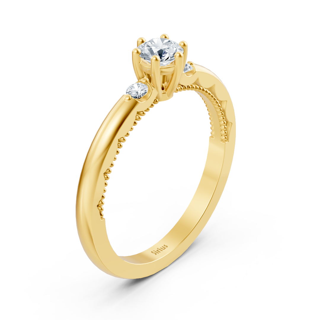 Bague de fiançailles en Or Jaune sertie de trois diamants de laboratoire – Bijoux haut de gamme de Rosy Lab Diamonds