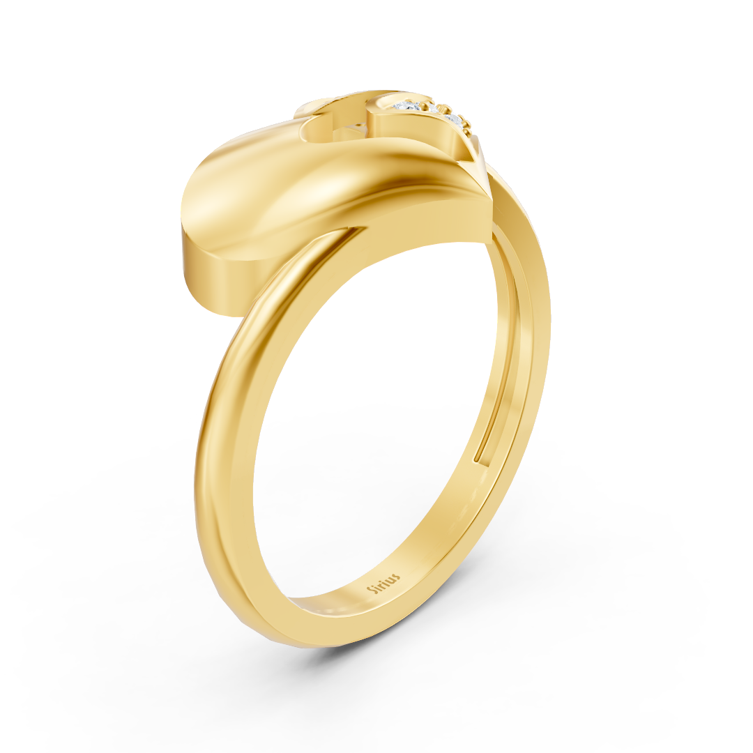 Sculptural yellow gold ring with sparkling lab diamonds