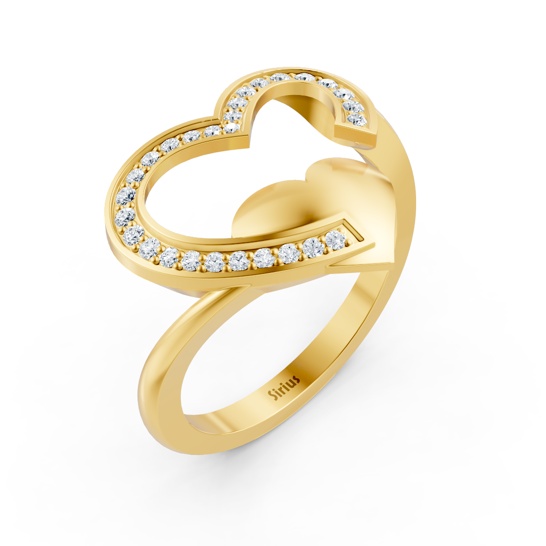 Ring mit Diamant & Labordiamanten in 14K Gelbgold | Rosy – hochwertiger Schmuck von Rosy Lab Diamonds